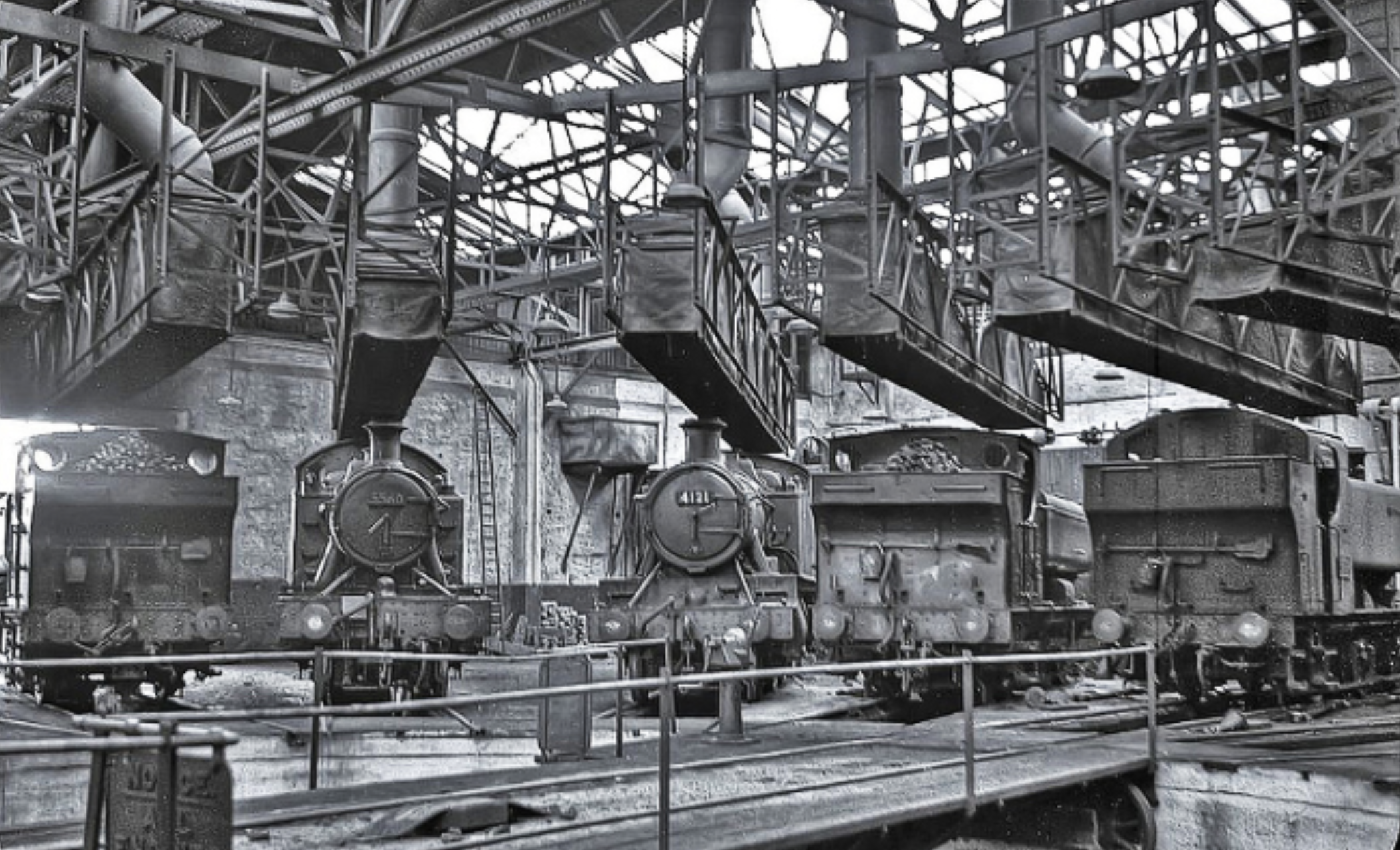 Inside Tondu shed during the last days of steam Photo: John Wiltshire: Peter Brabham collection, with kind permission