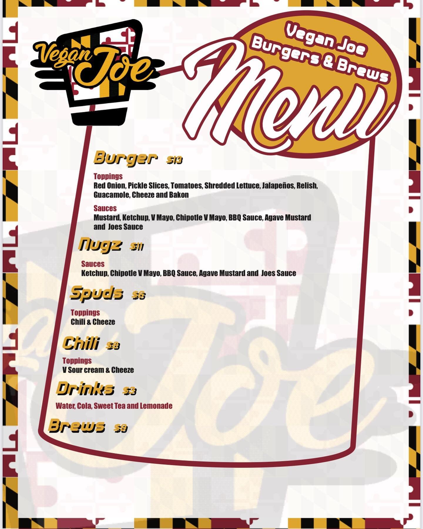Official New Menu! Catering menu coming soon! &ldquo;Vegan Joe Burger box&rdquo;