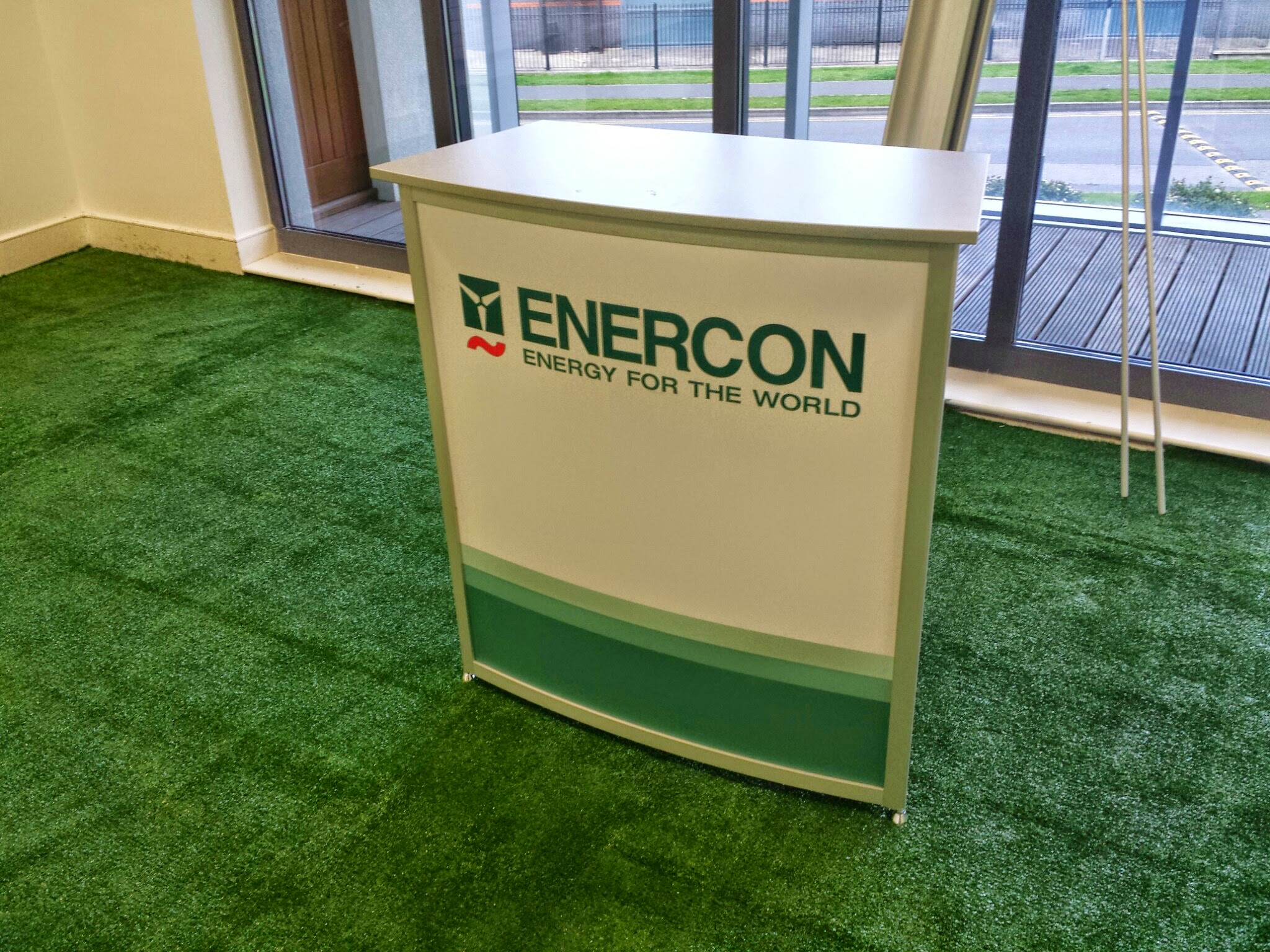 synthetic grass at event stand