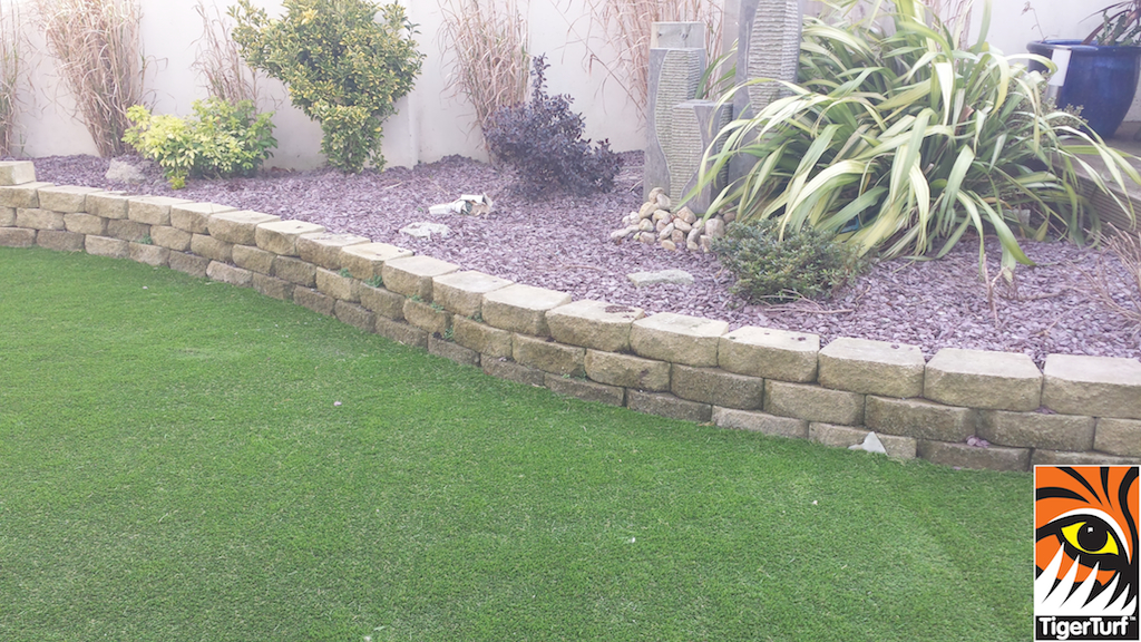 sandstone patio and lawn