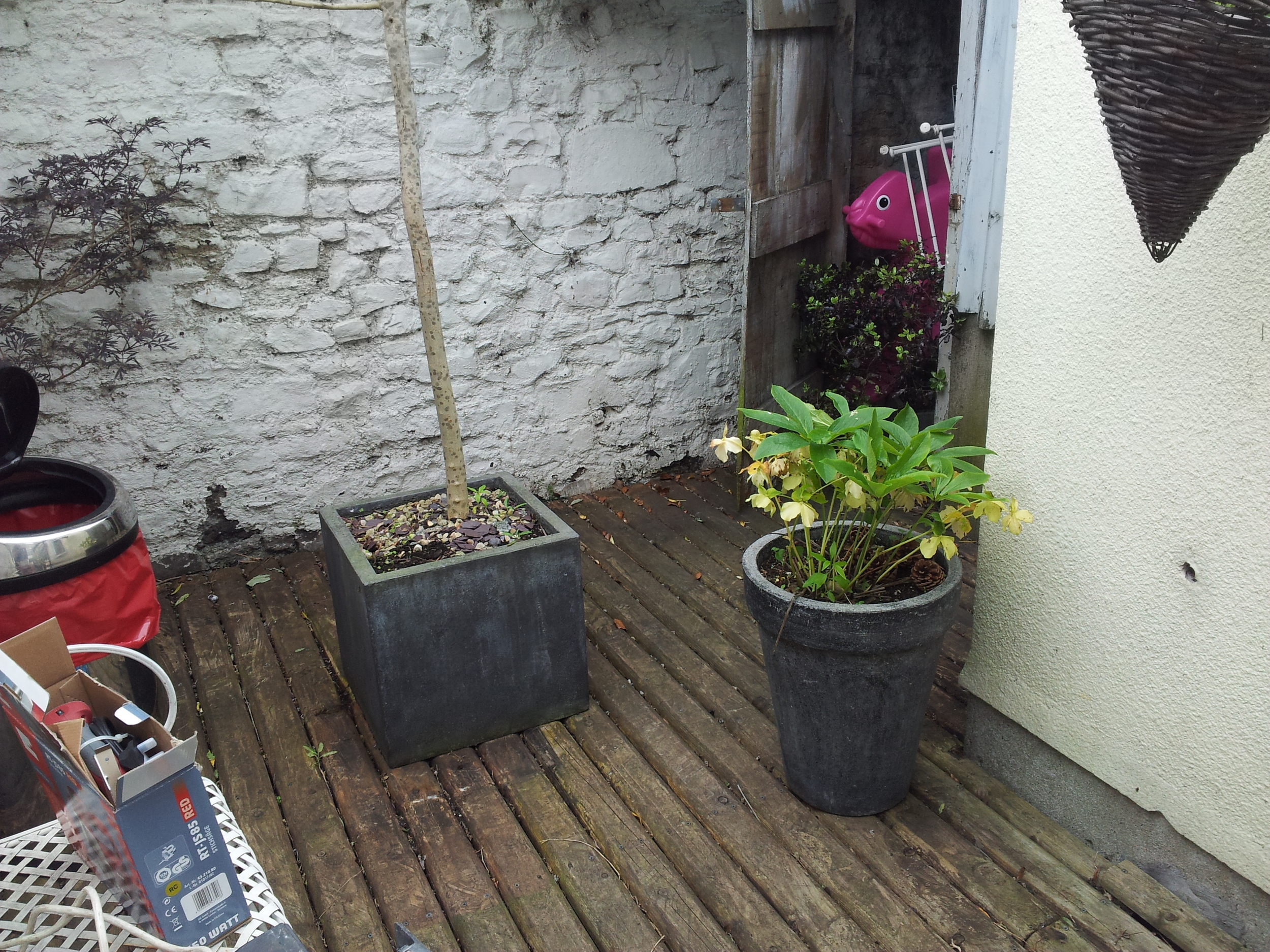 pots on decking