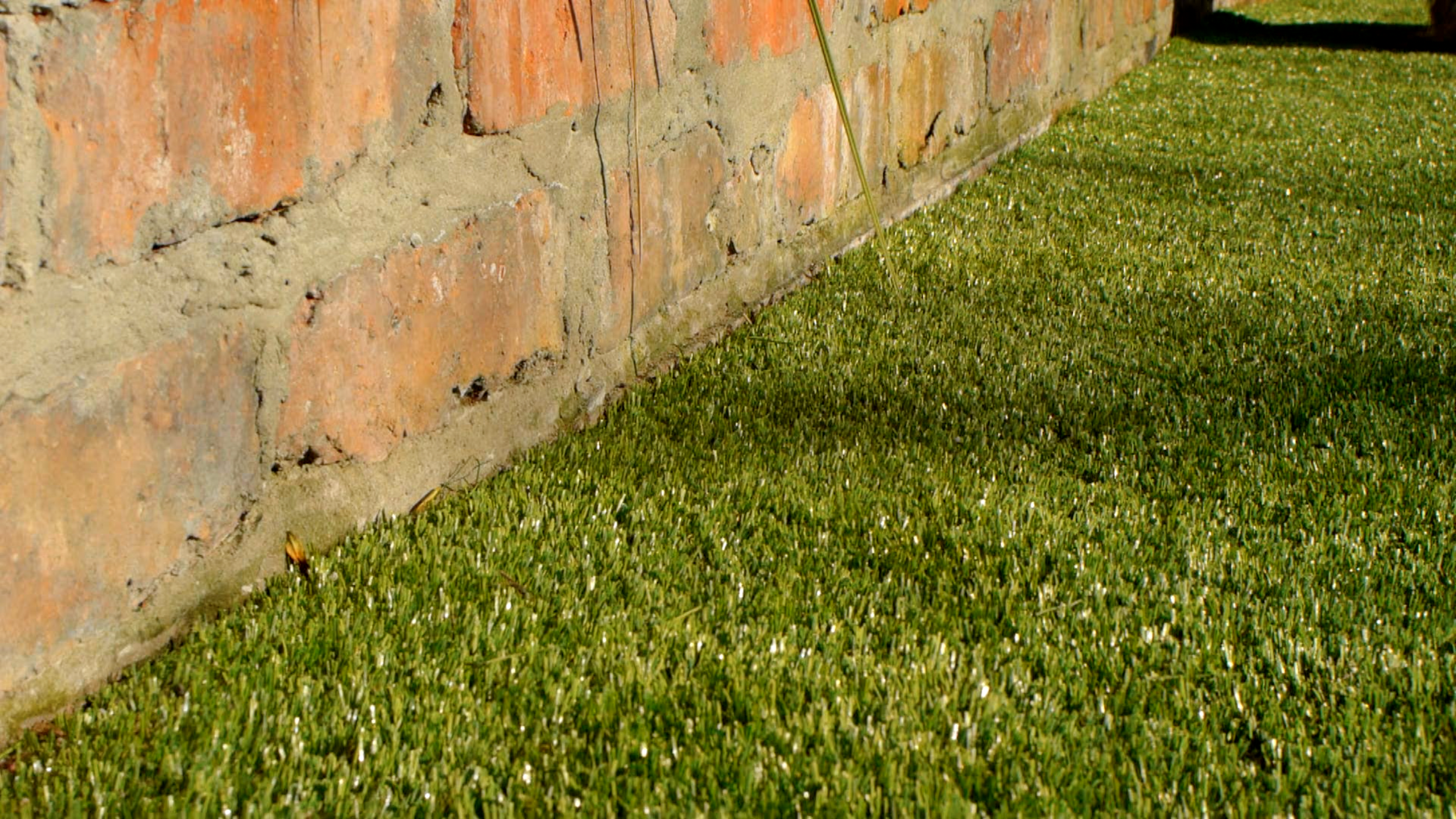 red brick wall and turf
