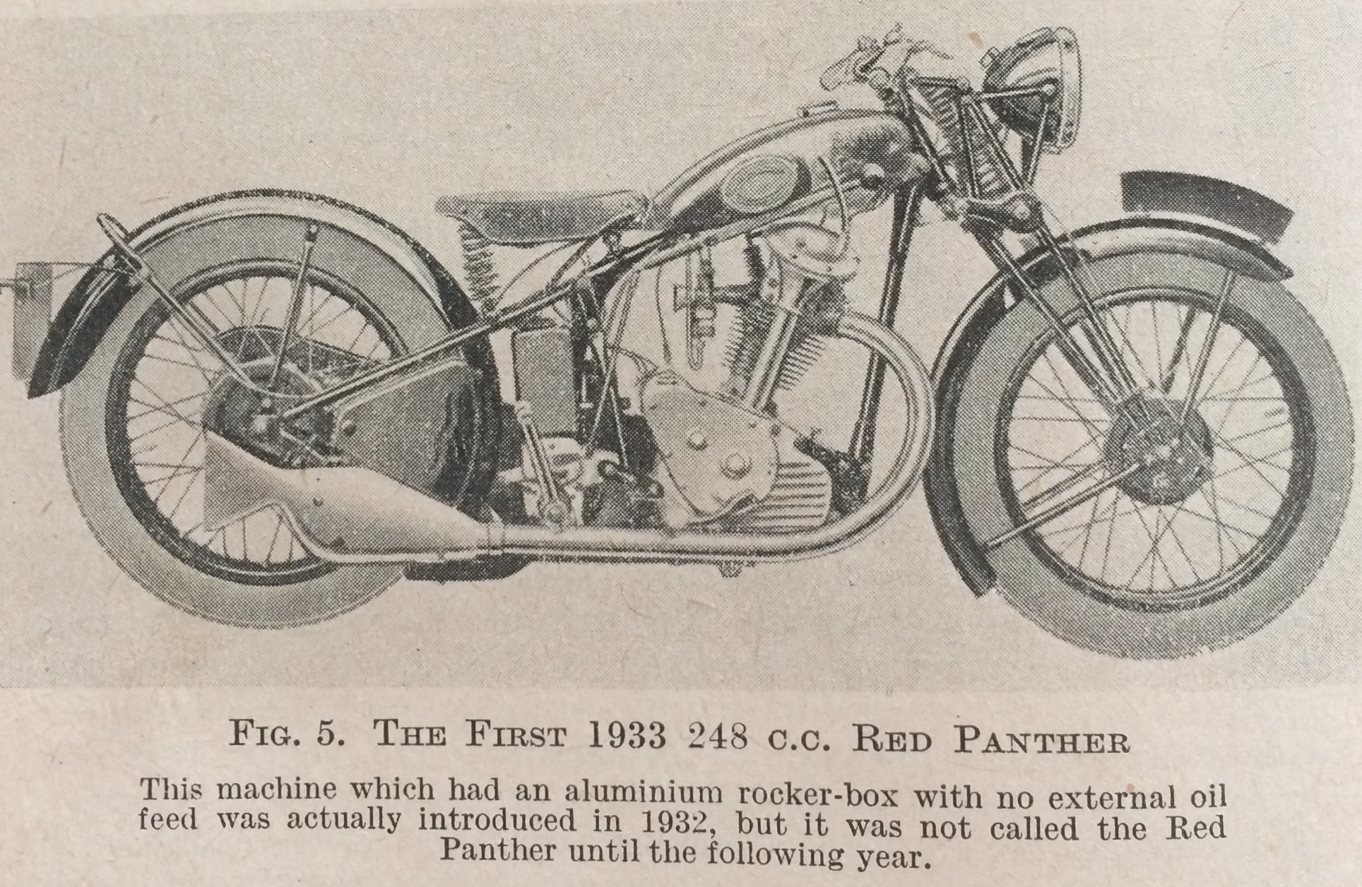 The First 1933 248c.c Red Panther Motorcycle