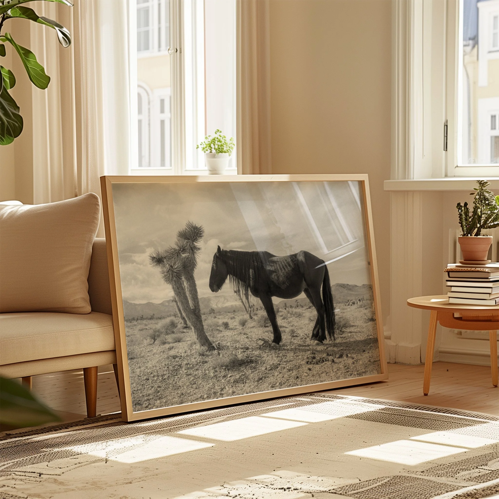 Lone Desert Horse Western Home Decor Wall Art Black And White Southwest ...