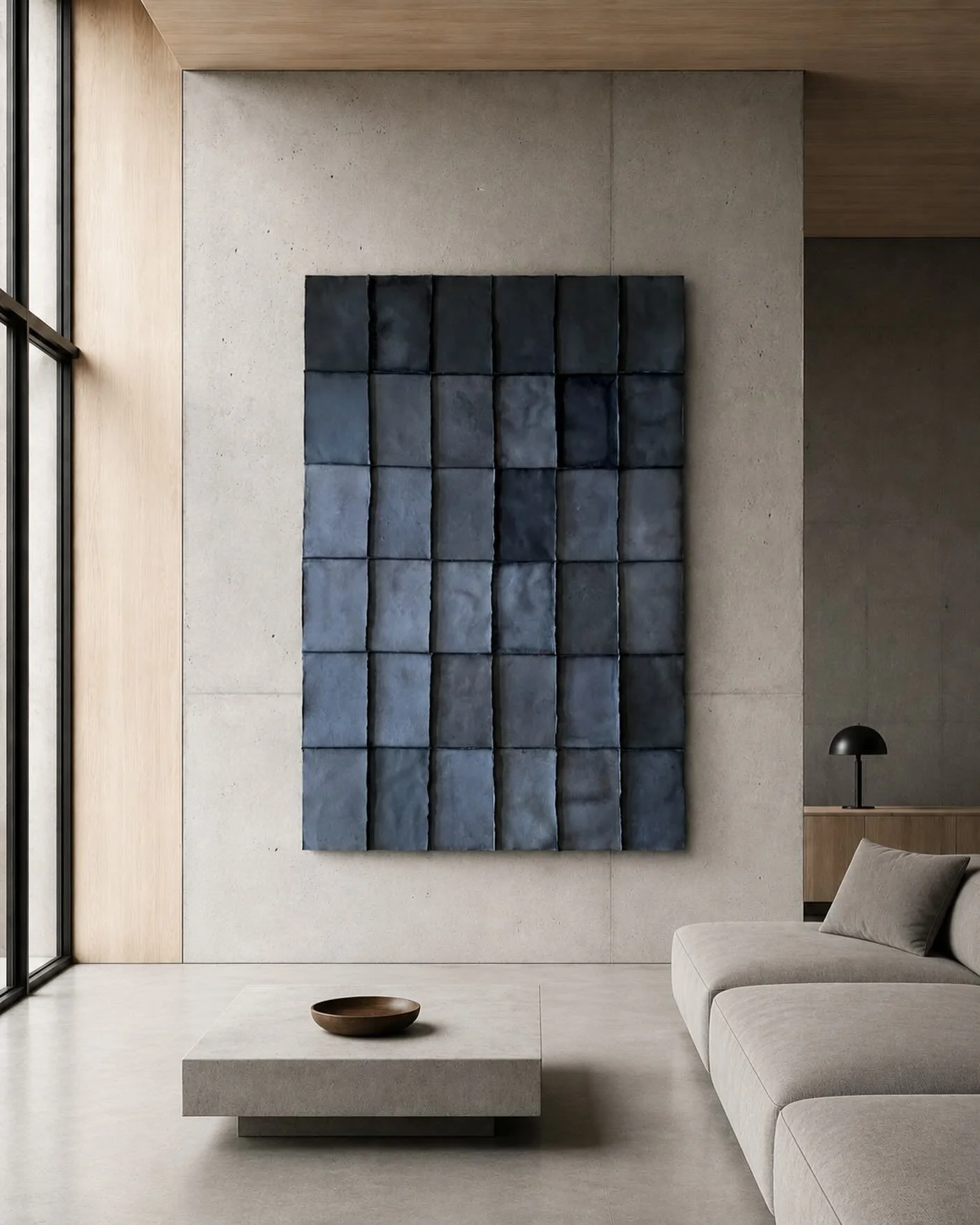 Hand-stitched, layered, and transformed through multiple washes of ink, this Stitched Paper piece is an exploration of depth, rhythm, and subtle imperfection.

Each individual panel carries its own character, shaped by the way the ink settles, absorb