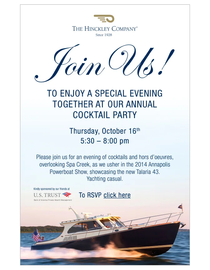 Hinckley's cocktail party at the U.S. Power Boat Show Annapolis