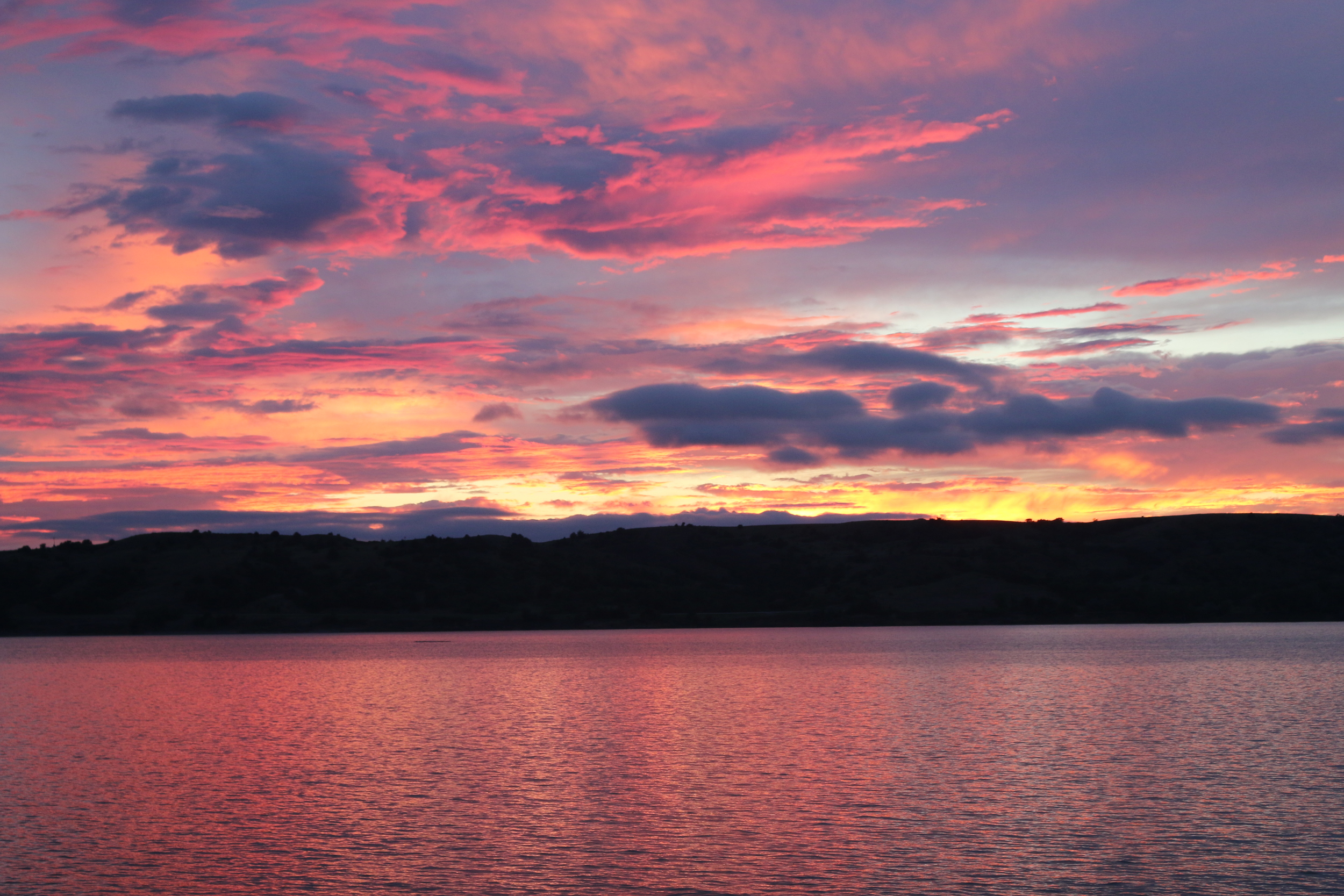 Sunset across the Missouri River - American Creek Campground, Chamberlain, SD.