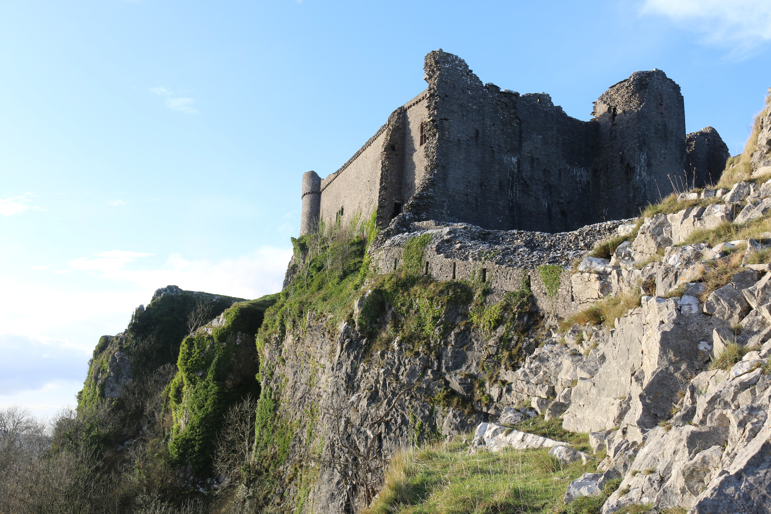 Carreg Cennen Castle: formidable atop a 300 ft cliff.