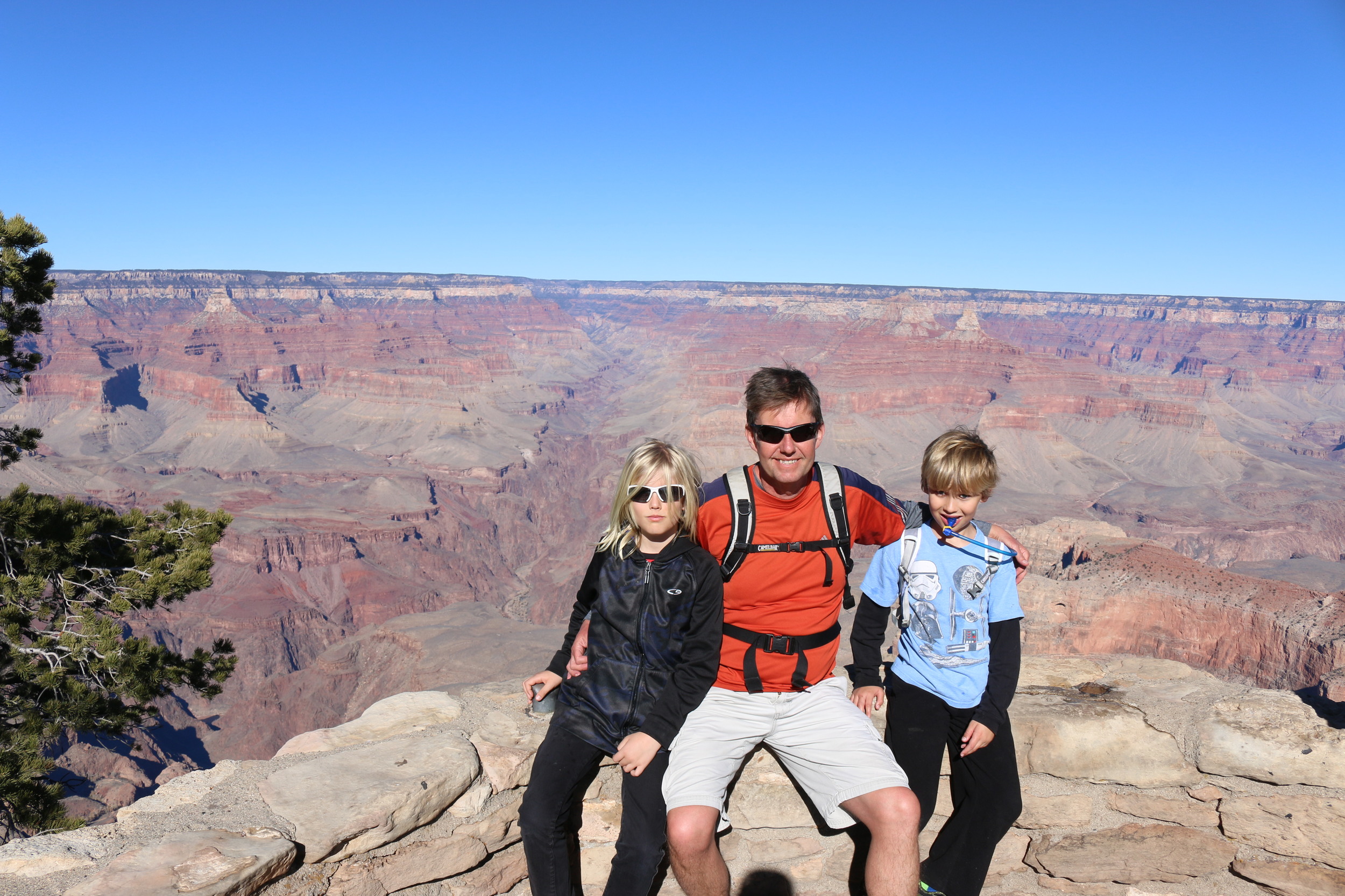 Grand Canyon NP: there's a vertical drop of about 1000' right behind us.