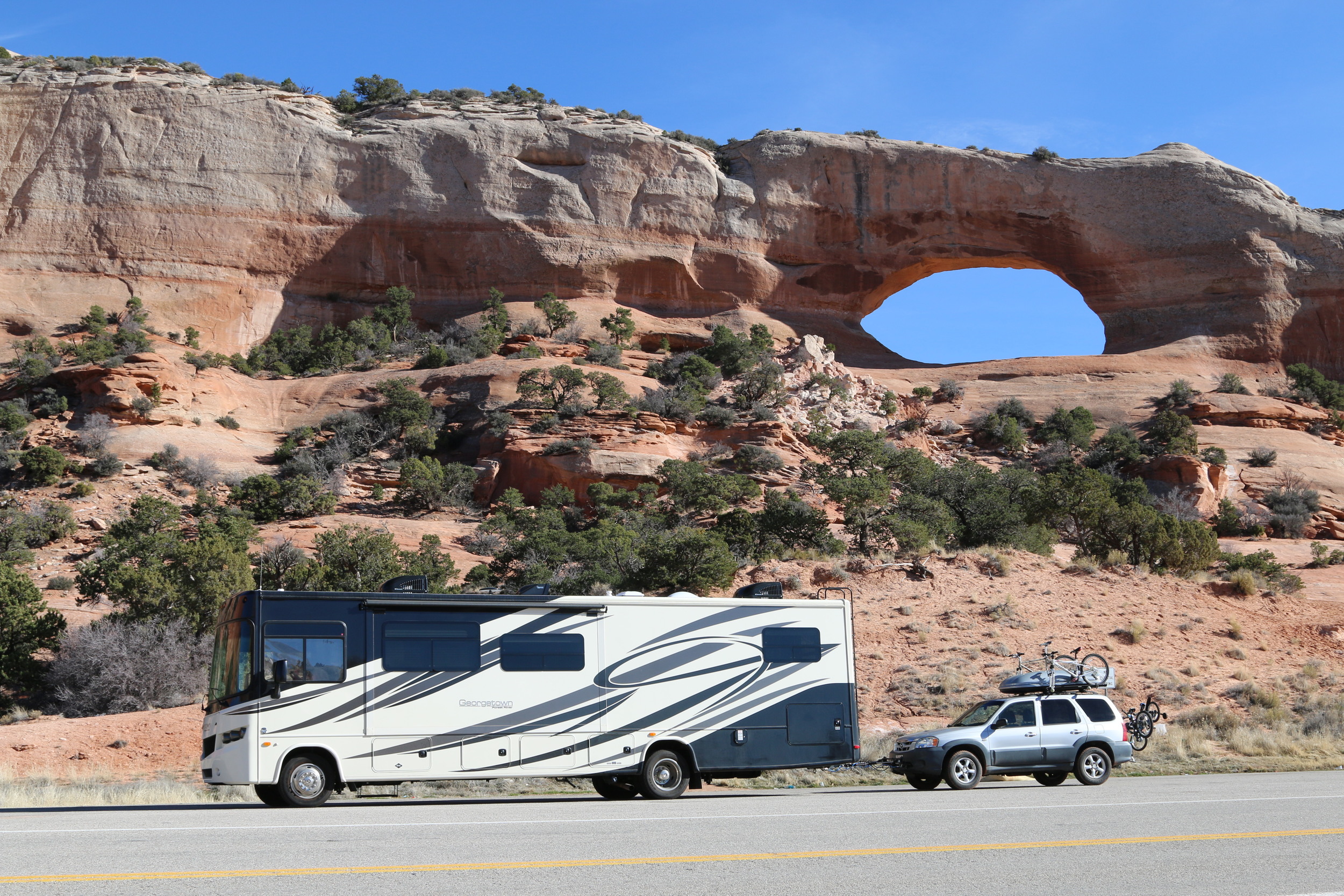 Wilson Arch (near Moab): 91' wide and 46' high.