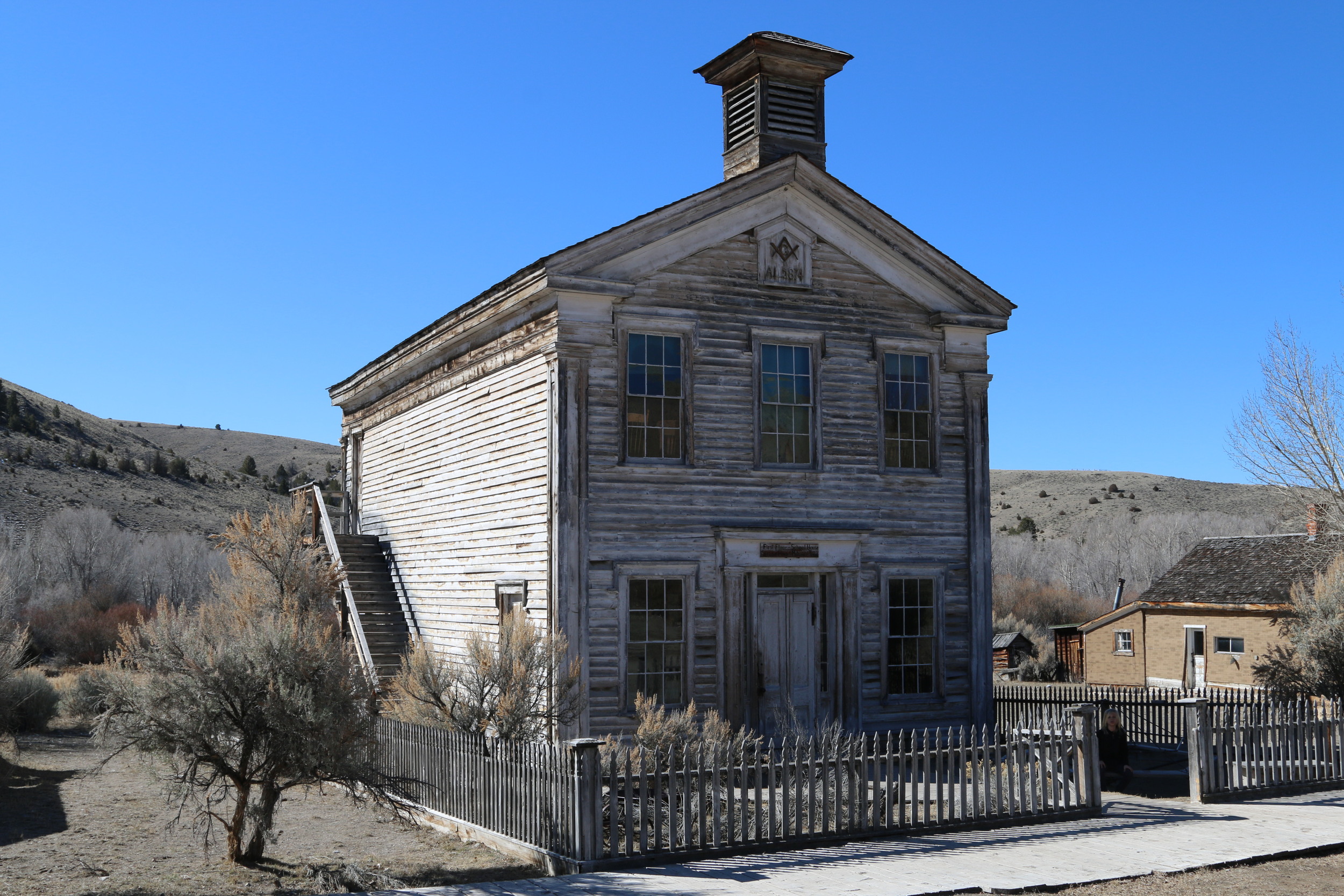 Bannack State Park: Schoolhouse and Mason's Lodge.