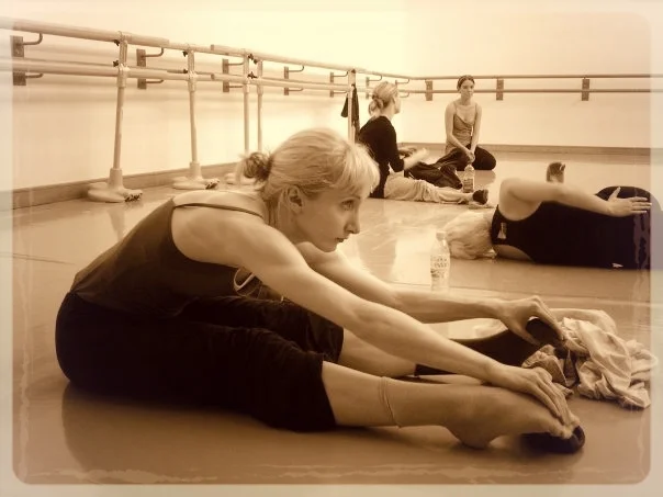 ~ Back in the day getting ready for class at dance college; looking deadly serious...~