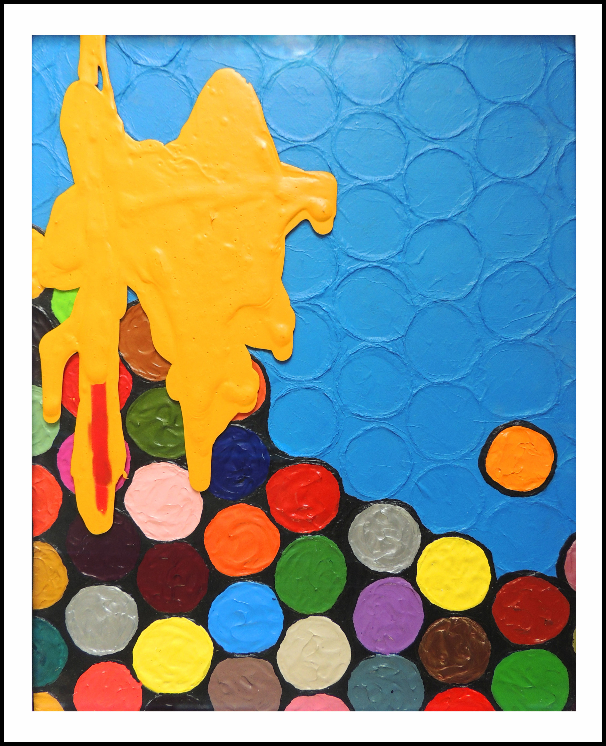 Summer- Acrylic, paper and glass on cardboard, 20 x 16 inch, 2014.