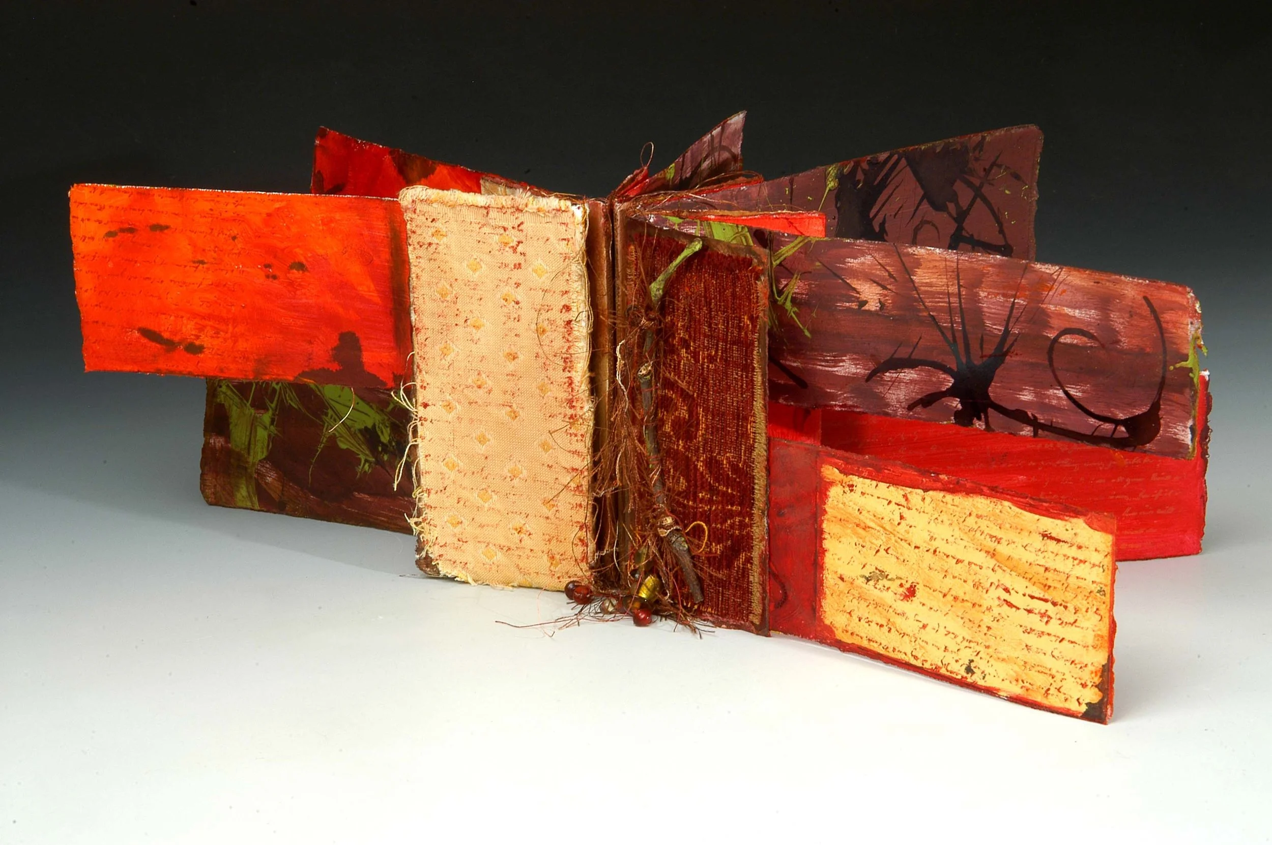 Cover from Crossing Paths, sculptural book (2005) by MaryLea Harris