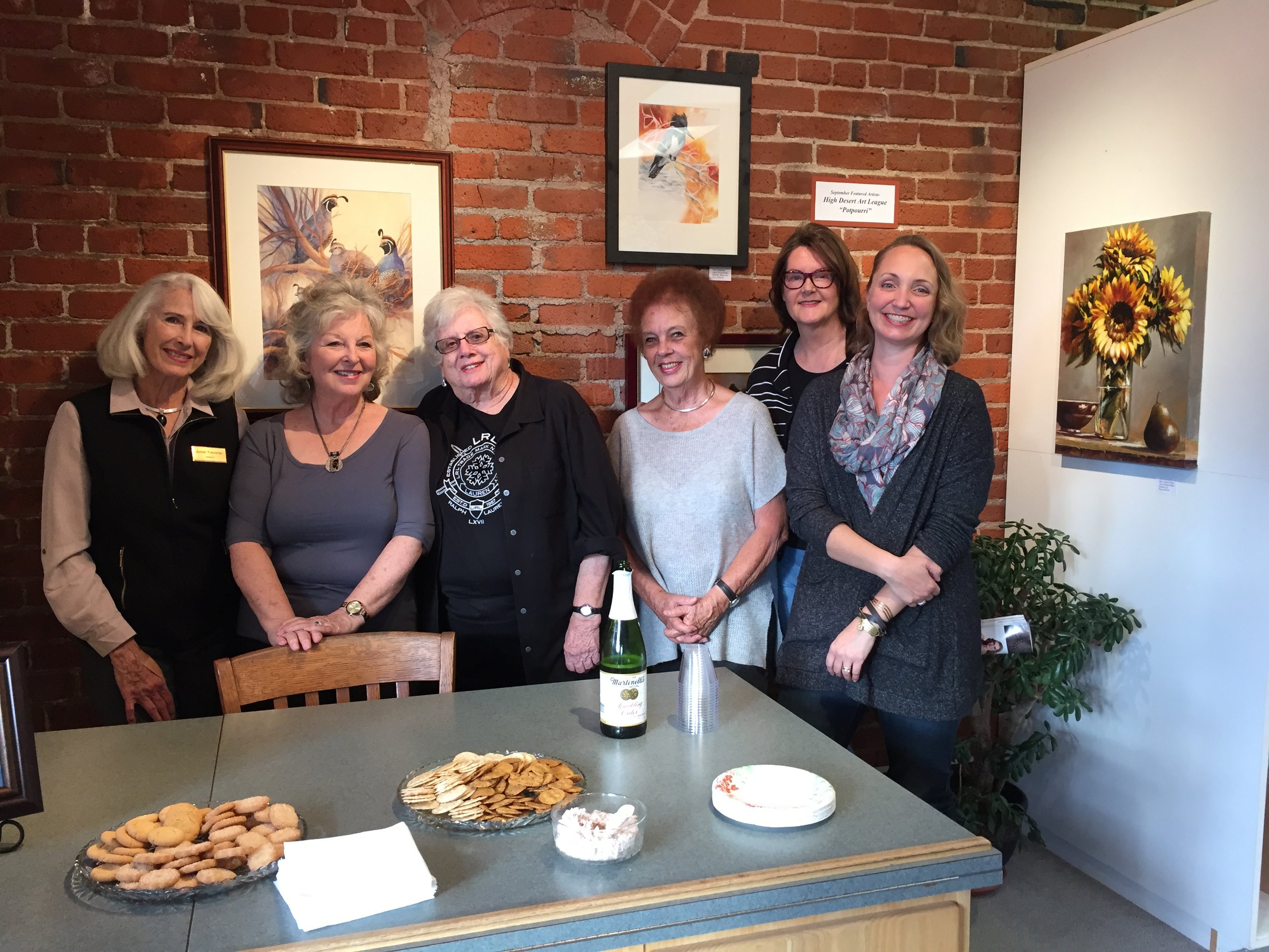 Hanging with my High Desert Art League lady friends at our reception! L-R Joren Traveller, Vivian Olsen, Pat Clark, Barbara Slater, JM Brodrick, MaryLea Harris 