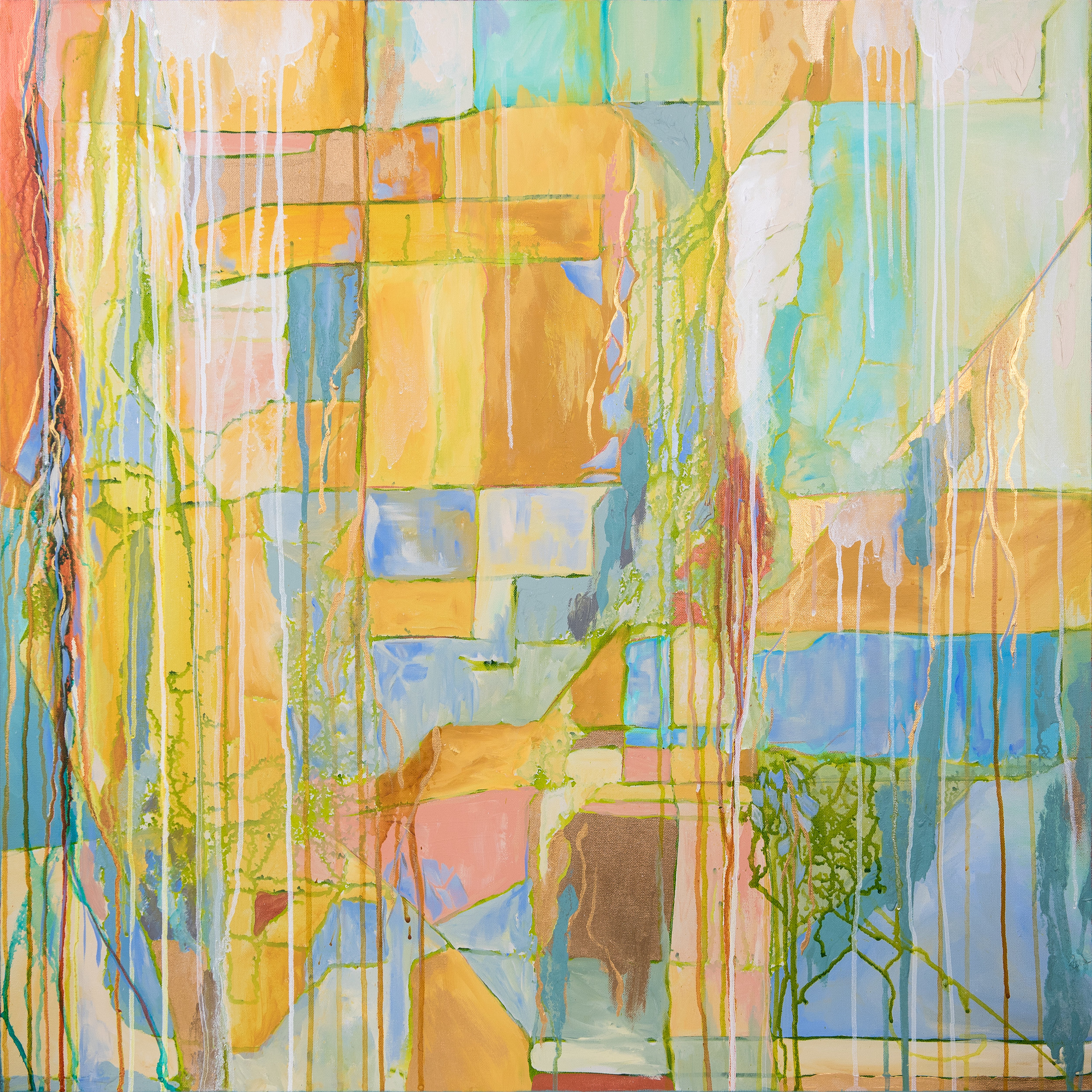 "On the Right Path - Map Series # 22" (2017) by MaryLea Harris (36"x36")