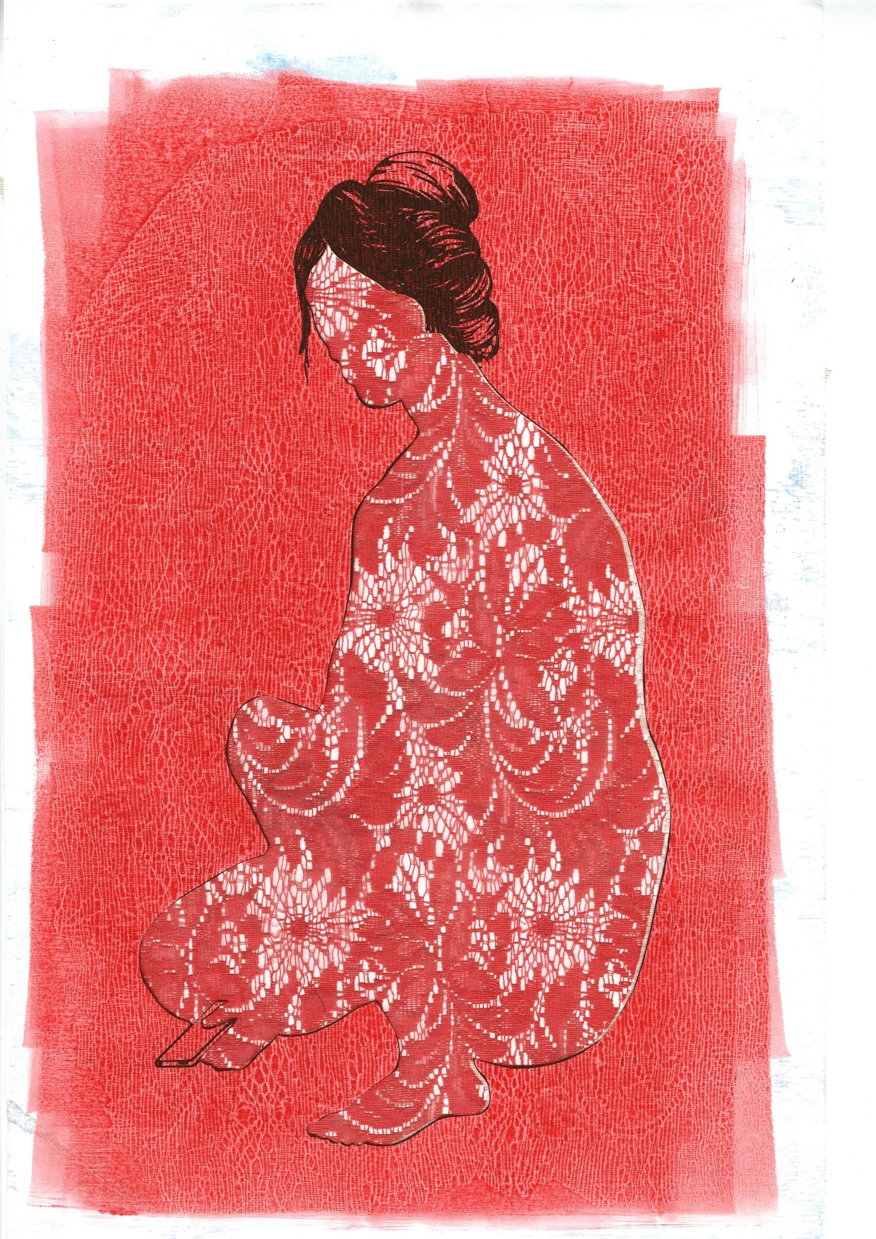 Process remnant (stencil with lace)
