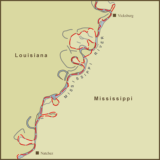 A Map of the Louisiana / Mississippi State Border along the Mississippi  River — am proehl