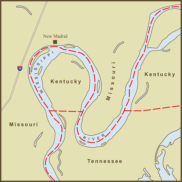Kentucky-Missouri, New Madrid Bend Map.png