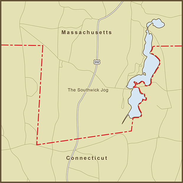A Map of the 'Southwick Jog' between Massachusetts and Connecticut