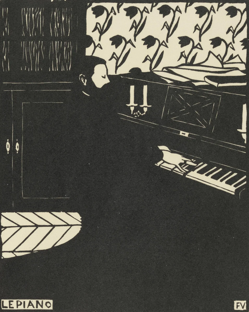 Piano, Felix Vallotton, 1896, woodcut on paper