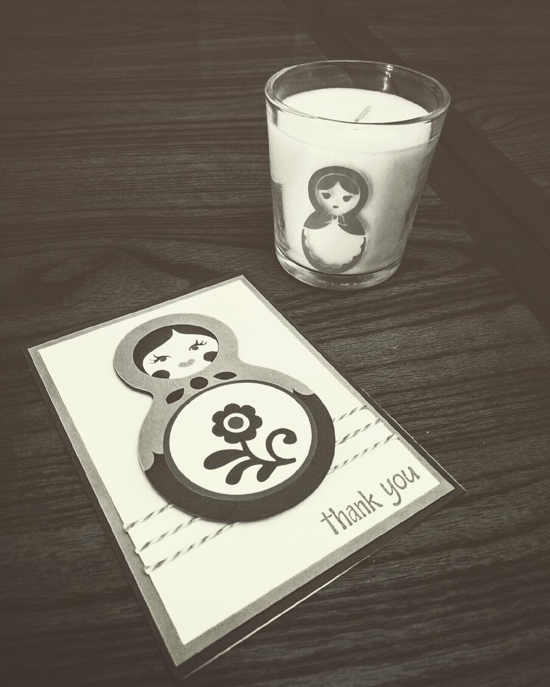 Candle and thank you card collaboration with @tinykis. #candle #russiandoll #collection