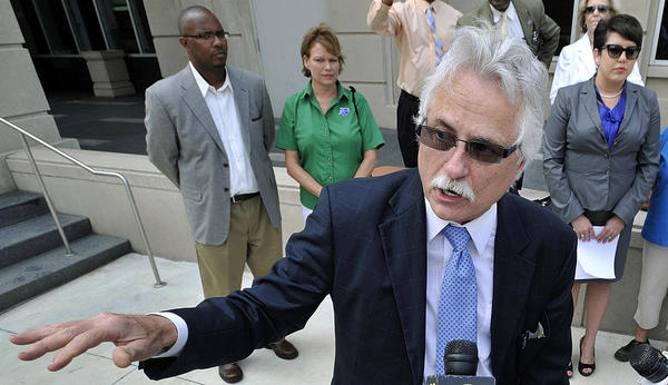 Louisiana Federation of Teachers President, Steve Monaghan addressing the press outside the State Capitol. Credit: deseretnews.com.