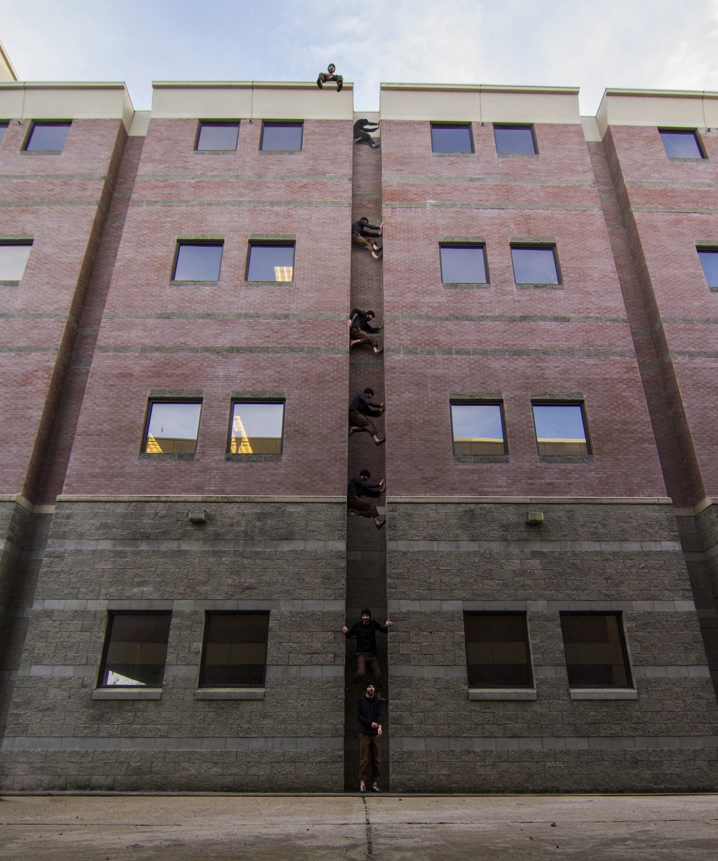 School, and climbing, all in one photo!