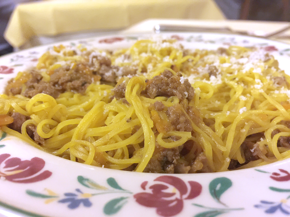 tajarin with ragout meat sauce