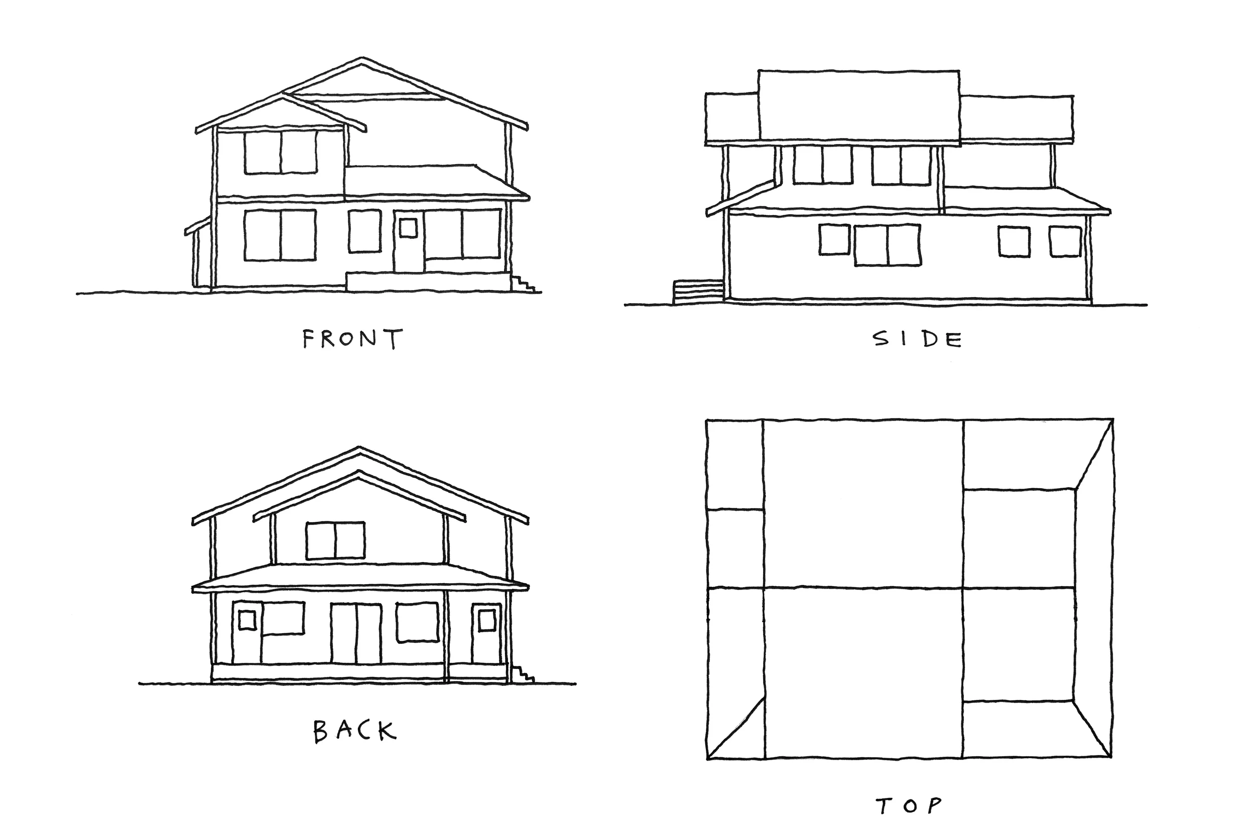 I just traced over the architect's CAD rendering, and extrapolated what the top would look like.