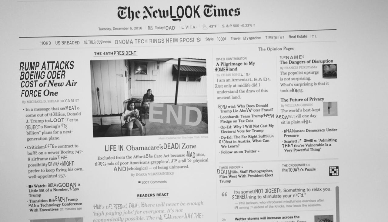 New Look Times: Today’s dad breaded onoma tech rings. Rump attacks Boeing meat odor. Dead because mad house and lute. END.