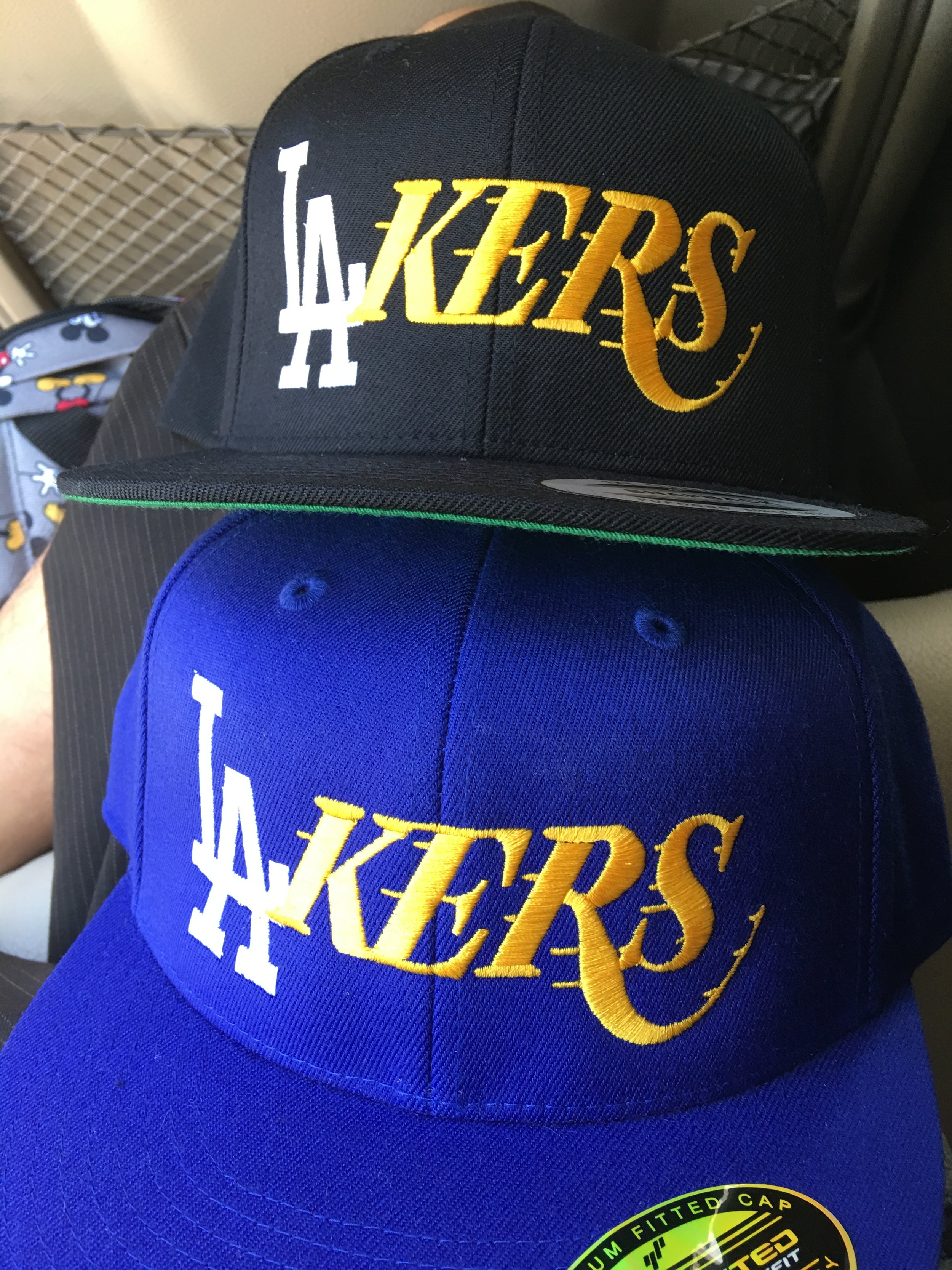 Laker-Dodger Hats.JPG