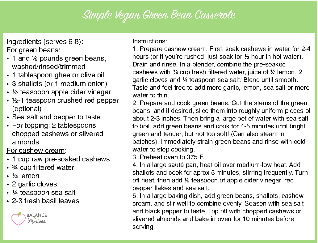 Simple Vegan Green Bean Casserole with Basil Cashew Cream