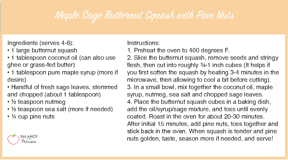 Maple Sage Butternut Squash with Pine Nuts