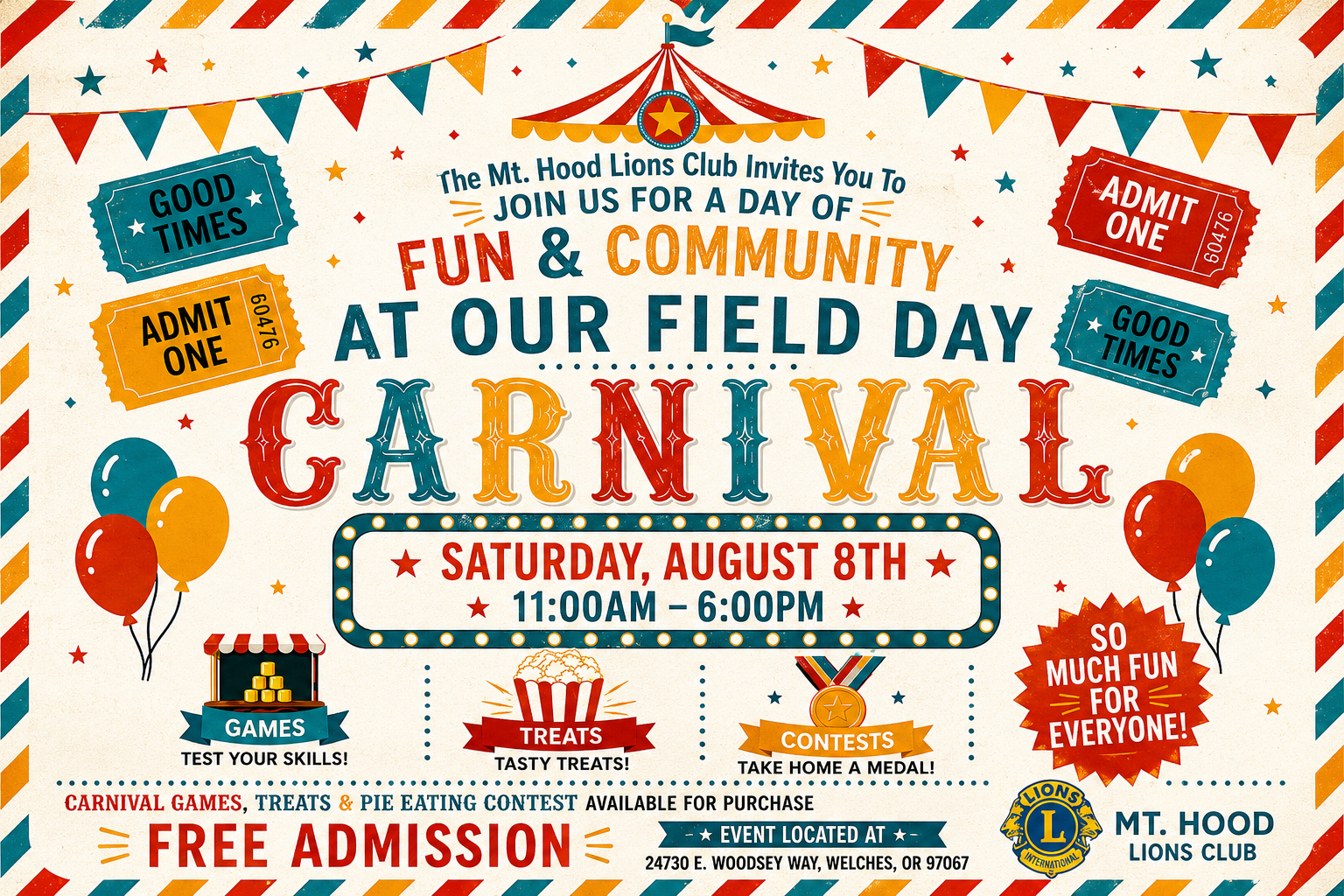 Mt. Hood Lions Club Field Day Carnival