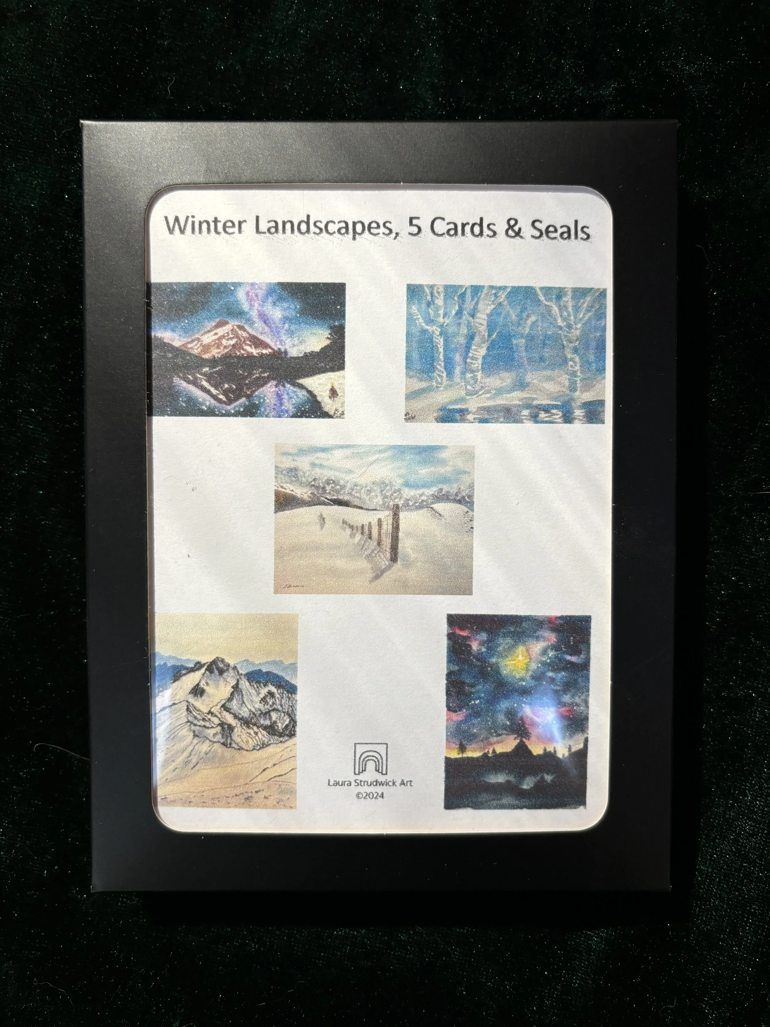 Five winter landscape cards for sale