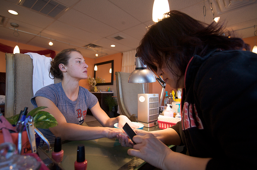  To look and feel her best for the judges, Lauren receives a manicure and pedicure before the competition.&nbsp; 