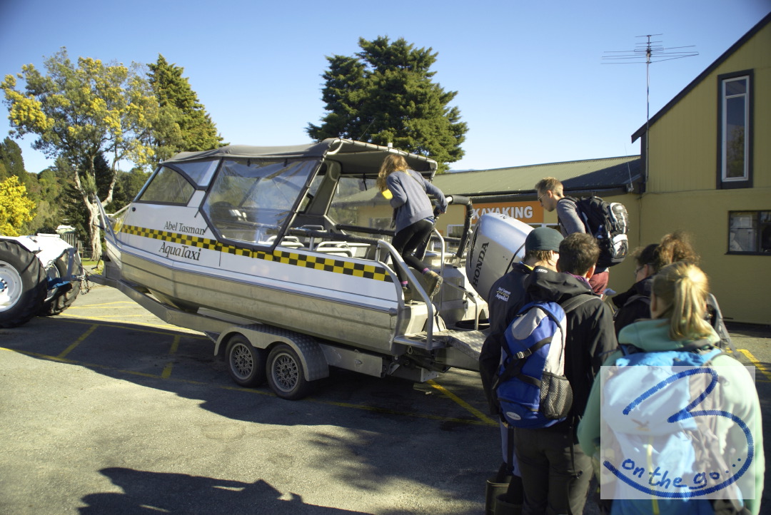 Boarding the water taxi. Abel Tasman National Park!