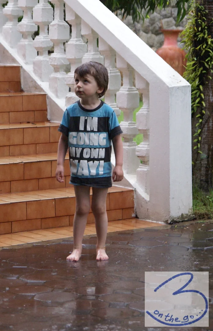 Anton enjoying the Phuket rain!