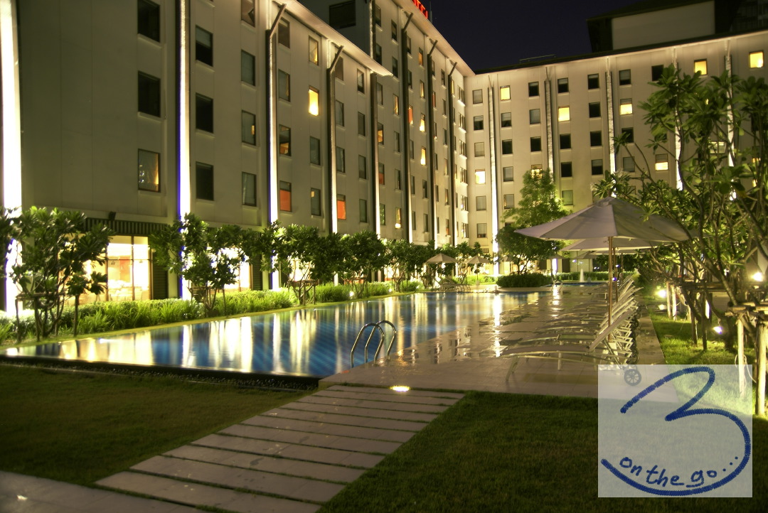 Our hotel by night