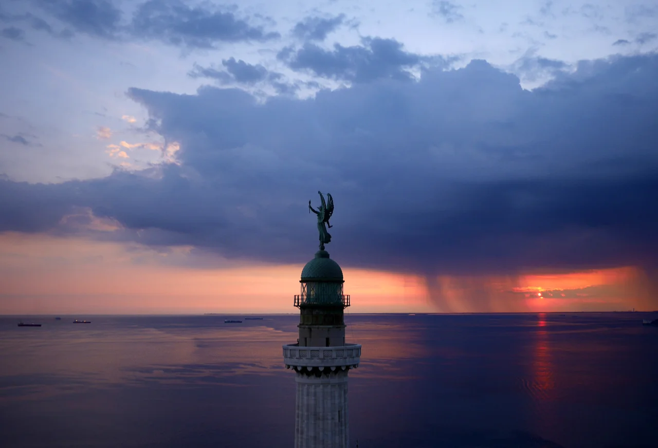 The Vittoria Light, overlooking the Gulf of Trieste at sunset. 