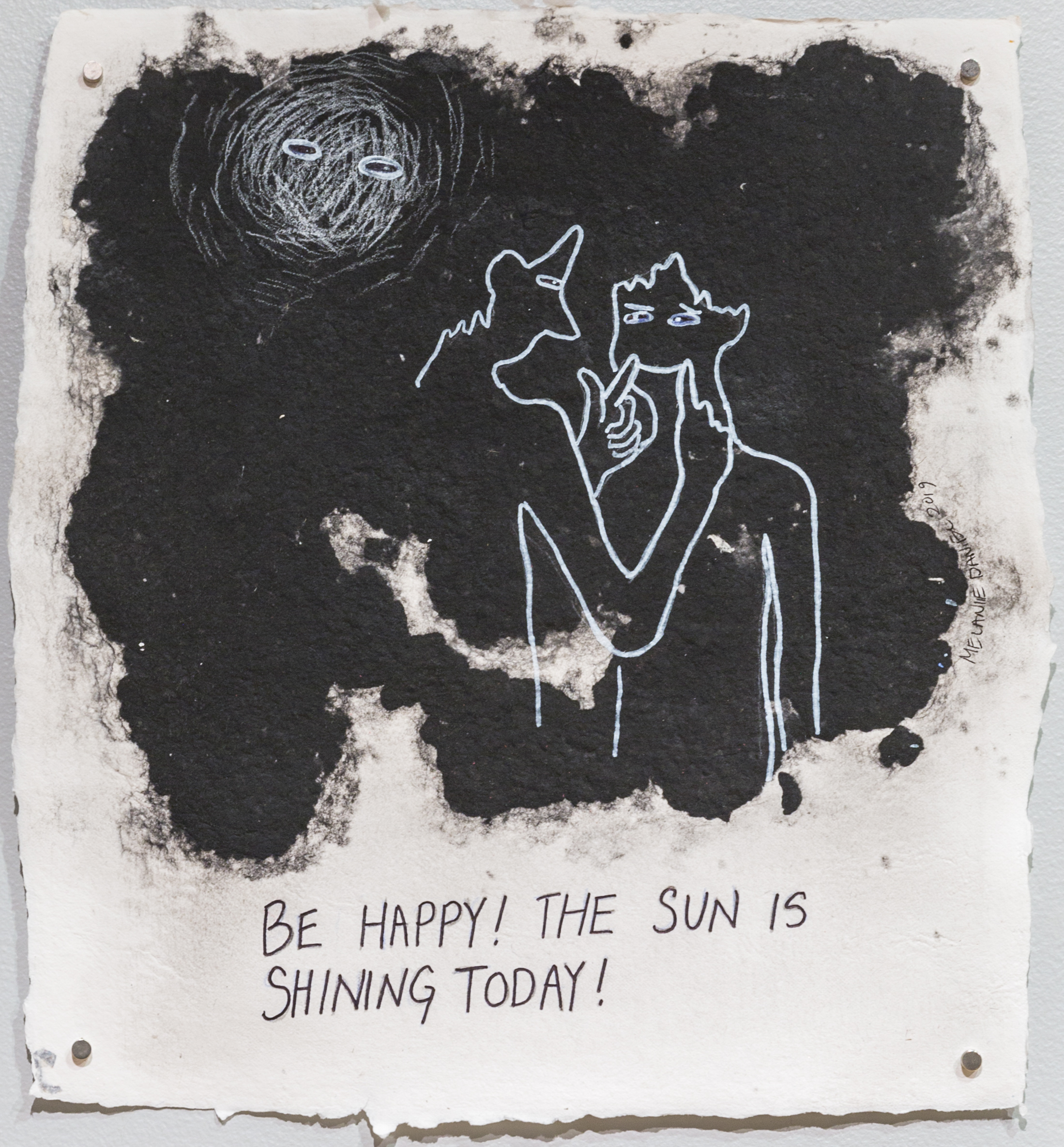 It's Going to be a Beautiful Day, 2019, ink on pigmented pulp, 17 X 16 inches