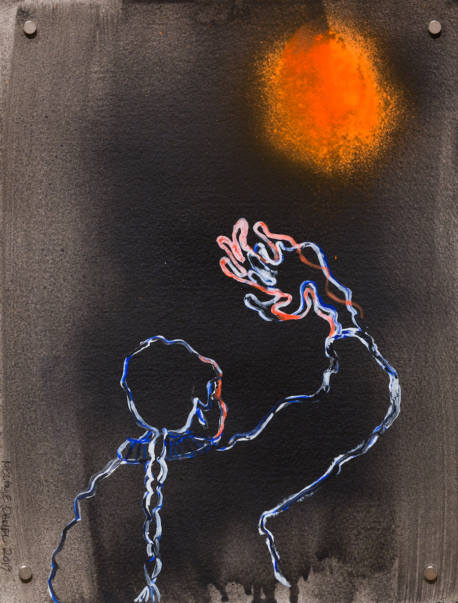 Goodbye Sun, 2019, ink and spray on paper, 15 X 11 inches