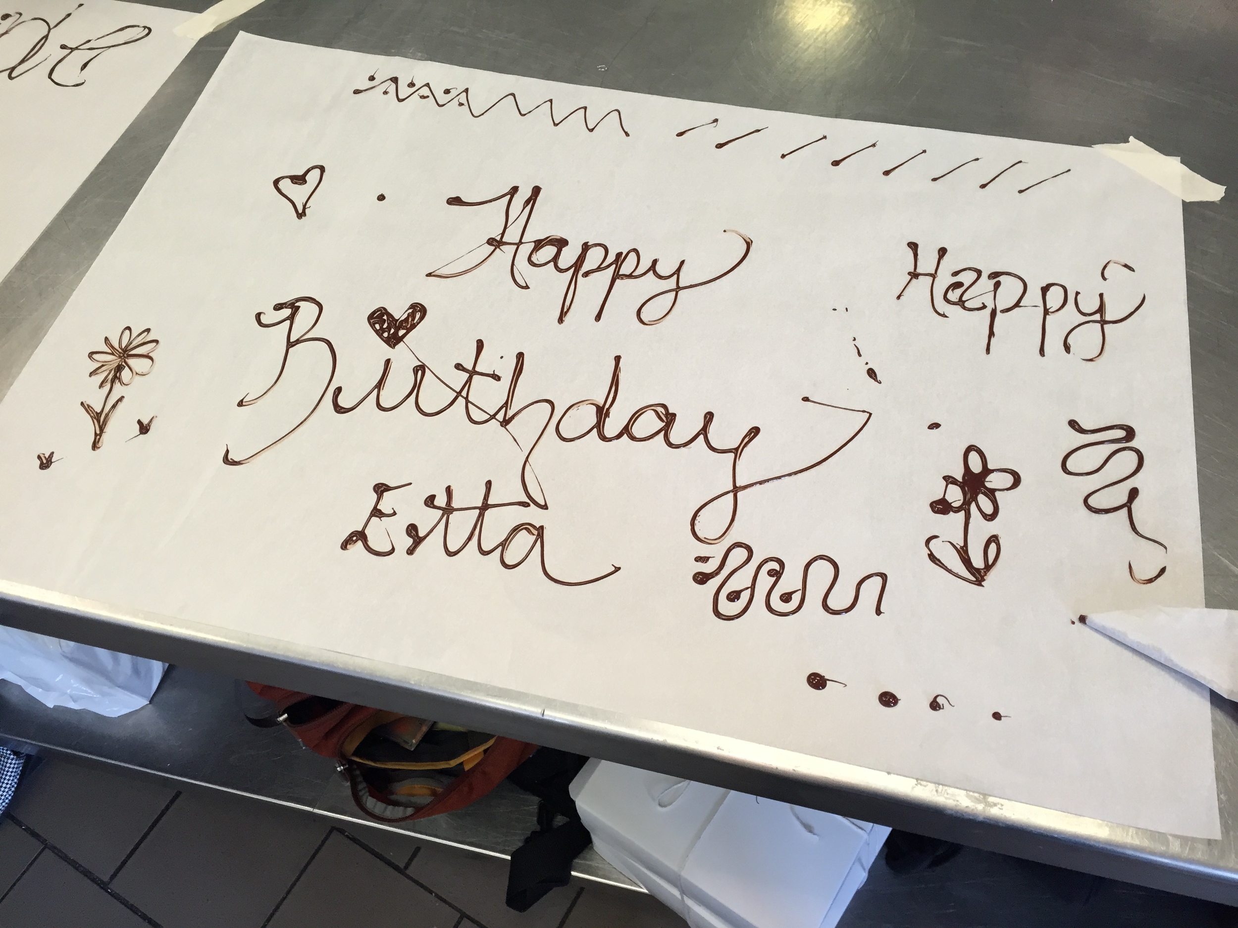 practicing my chocolate writing skillz... 