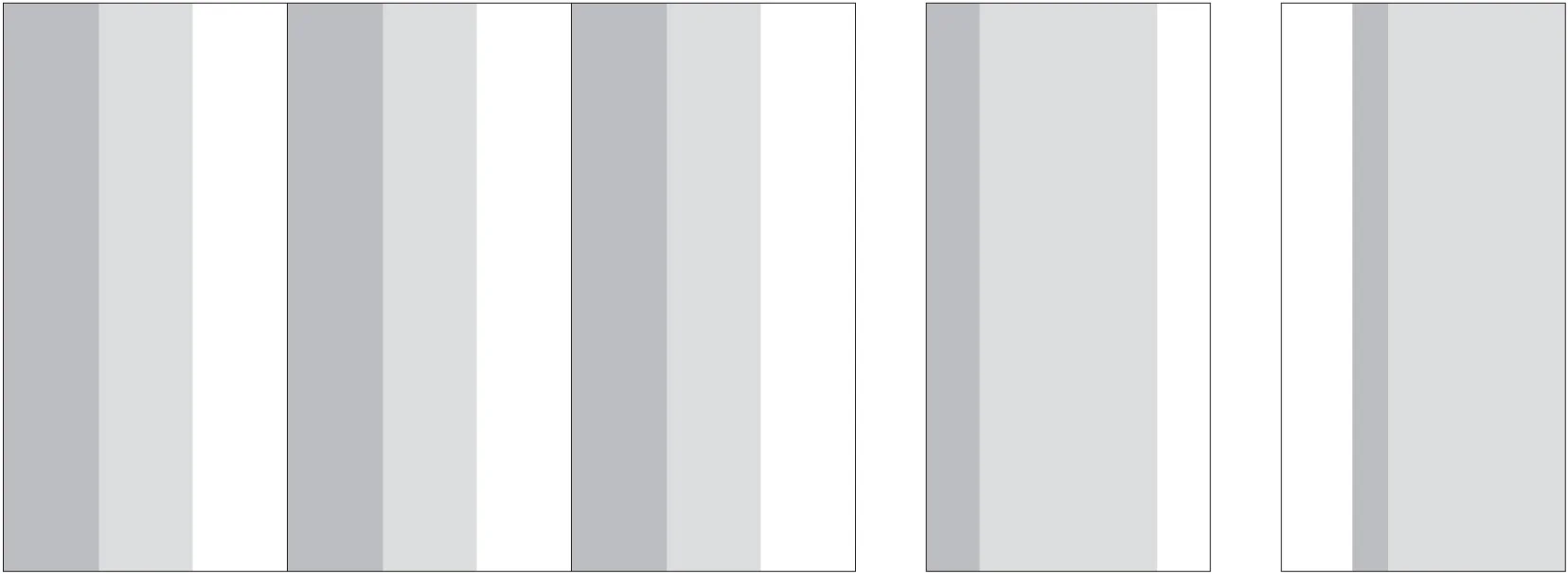 Standard Layout (108" height by 3 full width panels) and Single Panel Variations