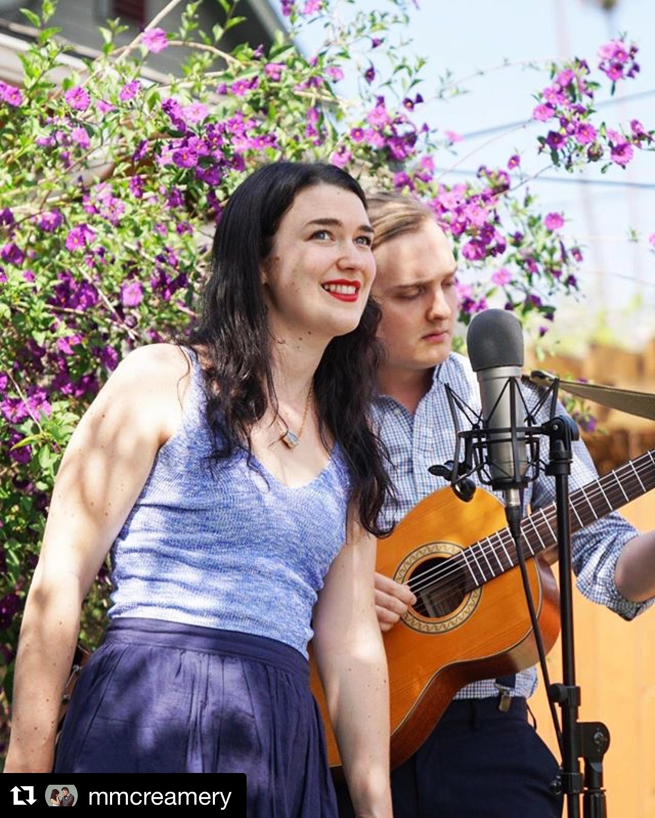 a pic posted by @mmcreamery from a party we played! dreamy blues and purples
