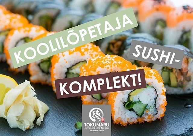 PIDUPÄEVAKS TOKUMARU SUSHI! 🍣 🌷 🎓 Panime juunikuisteks koolilõpupidustusteks kokku erilise sushivaagna. Meie pidupäevakombosse kuuluvad Philadelphia maki (8 tk), California maki (8 tk), tempuramaki lõhega (8 tk) ning lõhe- ja aburi-lõhenigiri (8 tk). Komplekti hind oleks tavapäraselt kokku 36 eurot, aga nüüd maksab see vaid 29.90. Pakkumine kehtib 23. juunini Tartu Tokumarus. Võimalusel telli vaagen ette tartu@tokumaru.ee. #tokumaru #heajaapanitoit #pidupäevasushi