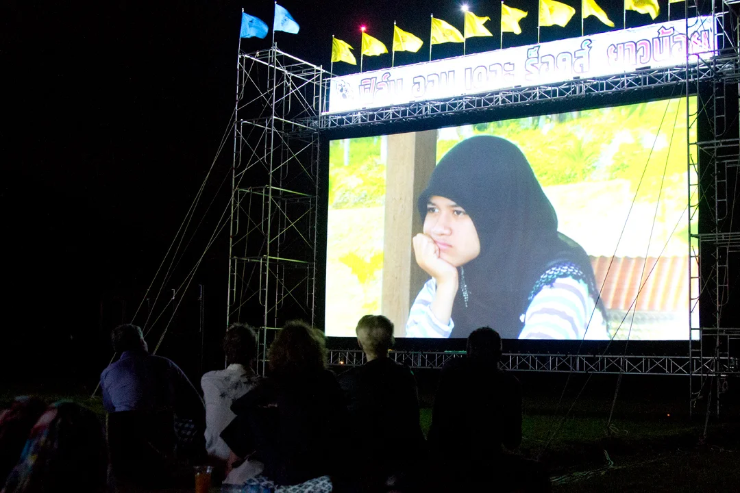 A short film made by one of the high school students of Yao Noi during a film workshop conducted in collaboration with The Thai Film Foundation. Five films were made by students ages 12 - 17 years old - these films were screened at Film on the Rocks at the outdoor cinema during the village carnival. Photo: Chavit Seriwathanophas