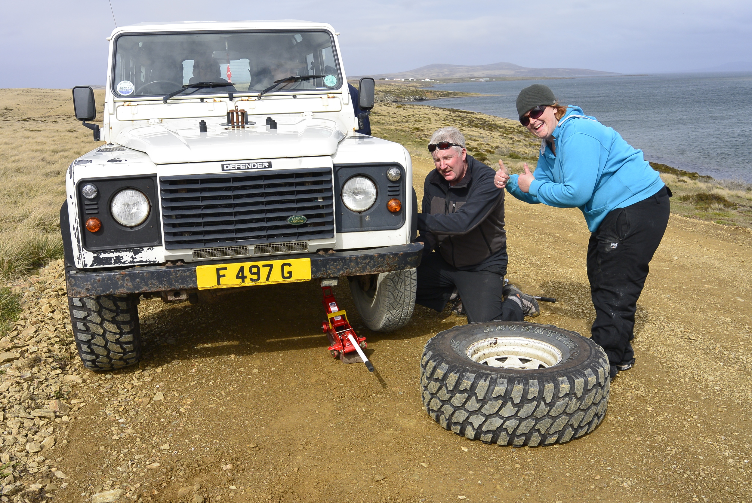 Falkland Islands Land Rover Flat Tire