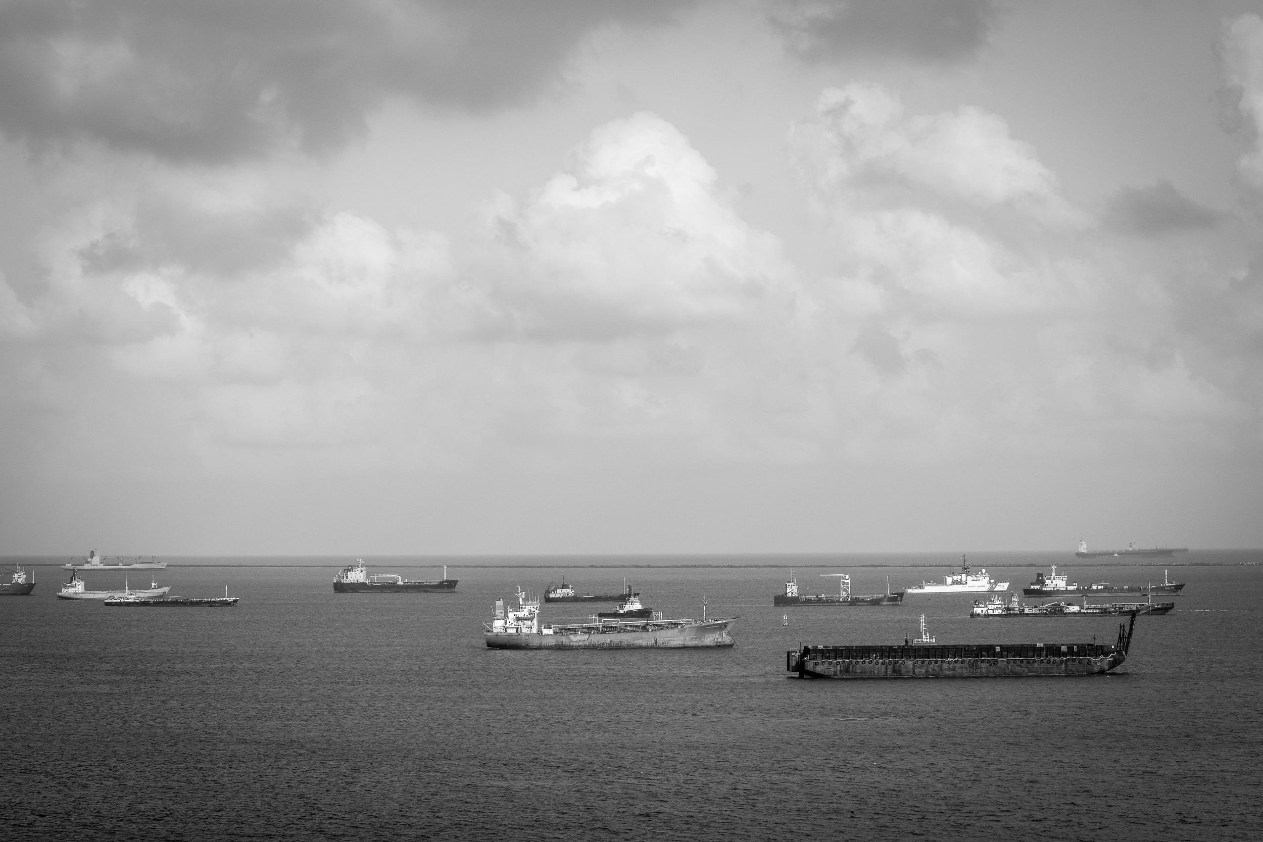 Ships waiting to enter the Panama Canal